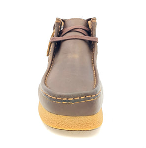 CLARKS Wallabee Boot pelle ingrassata marrone O50